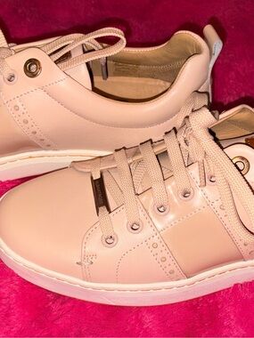 Women's Blush Pink Lace-Up Platform Golf  Sneakers